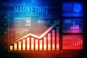 2d rendering Stock market online business concept. business Graph 