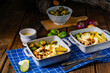 Gratinated Zurich ragout with Brussels sprouts, potatoes and Bearnaise sauce