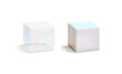 Blank transparent and opaque pearl cube mockup set