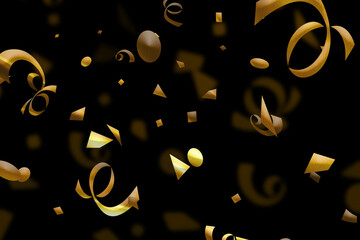 gold  confetti on the black background