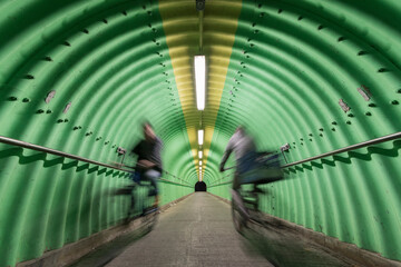 Poster - biker riding on bicycle in tunnel