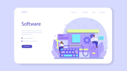 Back end development web banner or landing page. Software development