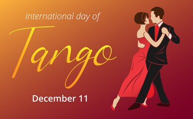 International tango day. Dancing couple: man and woman in vector