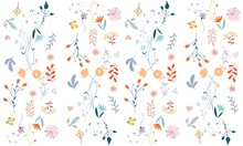 Pattern Floral Vector. Delicate Floral, Garden Floral Background