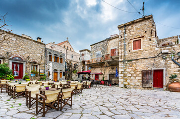 Mesta Village street view in Chios Island