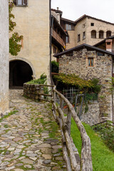 Wall Mural - Old houses in Oneta, Bergamo, Italy. Most beautiful villages in Italy.