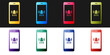 © mingirov - Set SOS call icon isolated on black and white background. 911, emergency, help, warning, alarm. Vector.