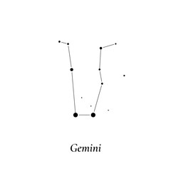 Wall Mural - gemini sign. stars map of zodiac constellation. vector illustration