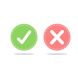 Yes and No or Right and Wrong or Approved and Declined Icons with Check Mark and X Signs in Green and Red.