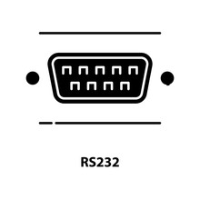 Rs232 Icon, Black Vector Sign With Editable Strokes, Concept Illustration
