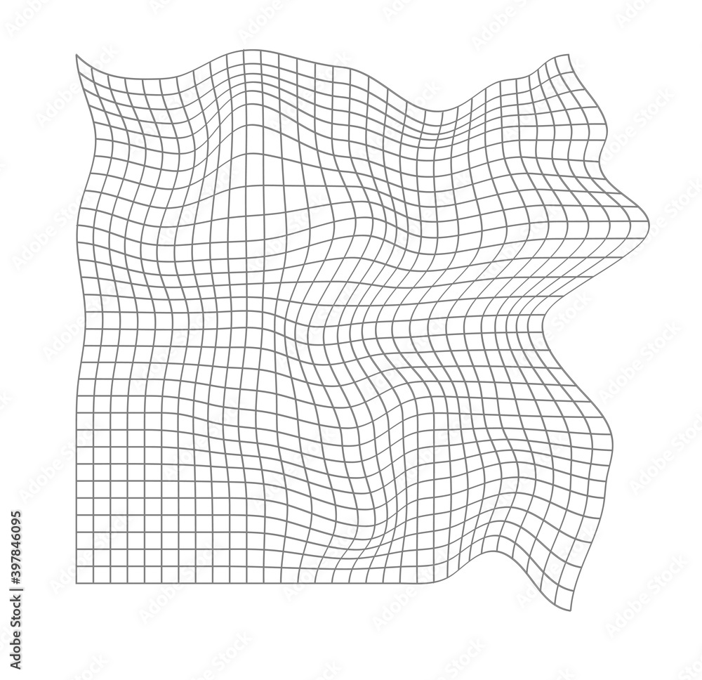 Distorted grid pattern. Vector. Technology, science, game background ...