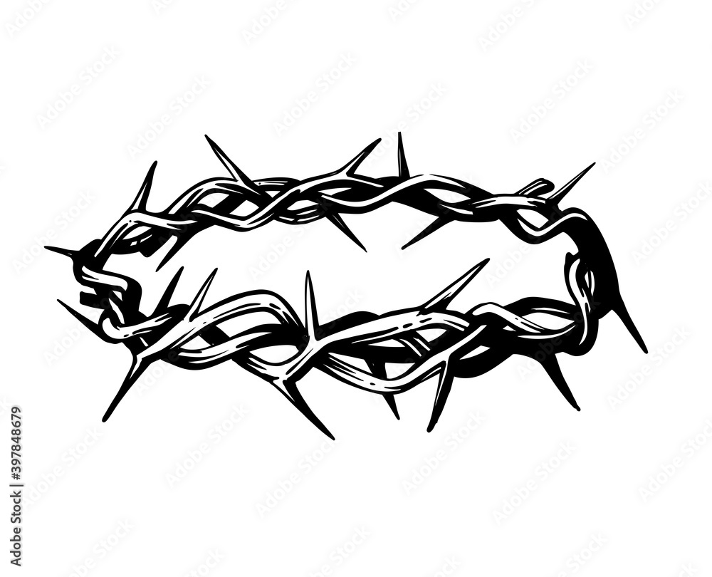 crown of thorns in sketch style on white background Stock Vector | Adobe  Stock, image size:1000x810