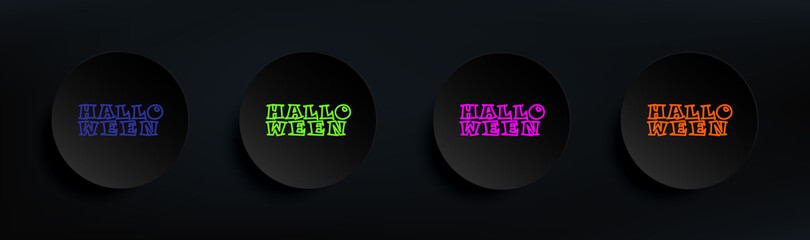 Halloween word decorative dark badge color set. Simple thin line, outline vector of halloween icons for ui and ux, website or mobile application