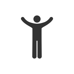 Success man icon. Person with raised hands. Winner sign silhouette. Successful businessman concept. Athletic people concept. Healthy lifestyle symbol. Vector illustration isolated