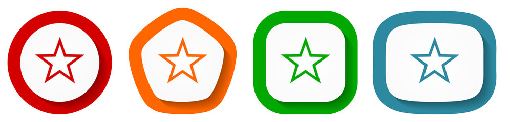 Aufkleber - Star vector icon set, flat design vector illustration in 4 colors options for webdesign and mobile applications