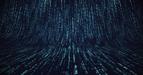 Digital Data Streaming Slowly. Artificial Intelligence Code. Technology Related 3D Animation.