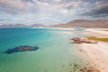 Wall Mural - View of the white beaches of Luskentyre, Isle of Harris, in the outer Hebrides, Scotland