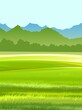 Rural landscape. Hills and meadows. Pastures and farmland. Beautiful nature view. The horizon is distant. Country farm land plot. Illustration. Vector