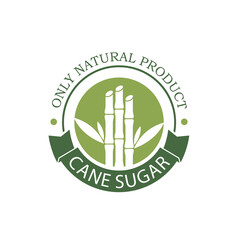 Wall Mural - cane sugar production emblem isolated on white background