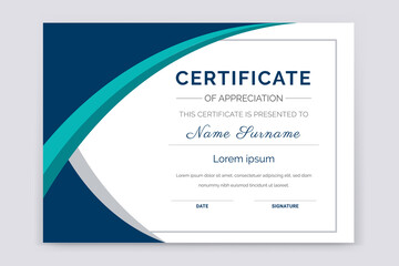 Wall Mural - Modern and professional academic certificate of appreciation award template design