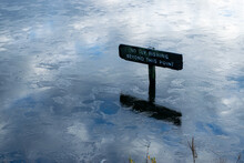 No Fly Fishing Beyond This Point Sign At Frozen Hillsborough Lake Co. Down Northern Ireland