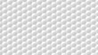 Abstract geometric background. Texture of white round shapes elements with shadows. Circles 3d render backdrop. Repeating polygonal objects. Stylish golf ball decorative wallpaper concept rendering.