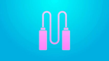 Poster - Pink line Jump rope icon isolated on blue background. Skipping rope. Sport equipment. 4K Video motion graphic animation