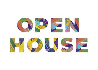 Wall Mural - Open House Concept Retro Colorful Word Art Illustration