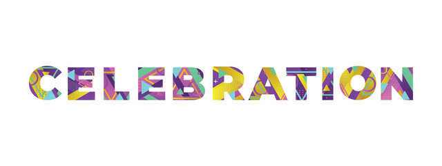 Sticker - Celebration Concept Retro Colorful Word Art Illustration