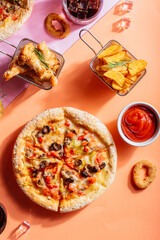 Sticker - Italian pizza with vegetables, chicken wings, potatoes, sauce