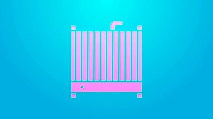 Sticker - Pink line Car radiator cooling system icon isolated on blue background. 4K Video motion graphic animation