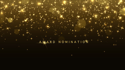 award nomination ceremony luxury background with golden glitter sparkles and bokeh. vector presentat