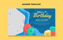 Kids Birthday Banner Template. Suitable For Birthday Invitation Or Any Other Kids Event