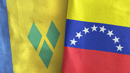 Venezuela and Saint Vincent and the Grenadines two flags textile 3D rendering