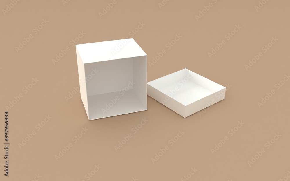 Square Box With Design square box package design. 3d rendering of box mockup. Stock ...