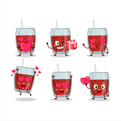 Wall Mural - Apple juice cartoon character with love cute emoticon