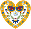 Kashubian floral arrangement folk art Polish Poland Kaszuby flowers heart design valentine pattern