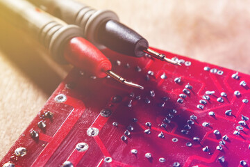 background, radio engineer or amateur radio tools, electronics repai, toned, shallow depth of field