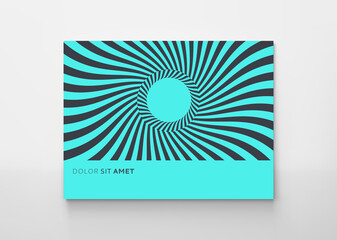 Wall Mural - Cover design template. Tunnel. Pattern with optical illusion. Vector illustration.