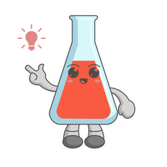 kawaii erlenmeyer character cartoon design concept have an idea with lamp icon