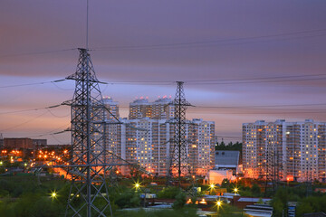 Wall Mural - Power line in Moscow. Russia