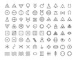 Line art icon set of esoteric glyphs, pictograms and symbols. Mystic and alchemy signs linear style