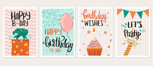A Set Of Four Birthday Card Templates