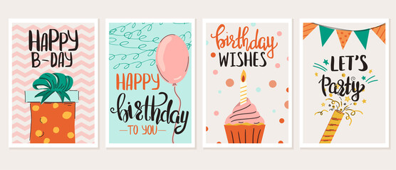 A set of four Birthday card templates