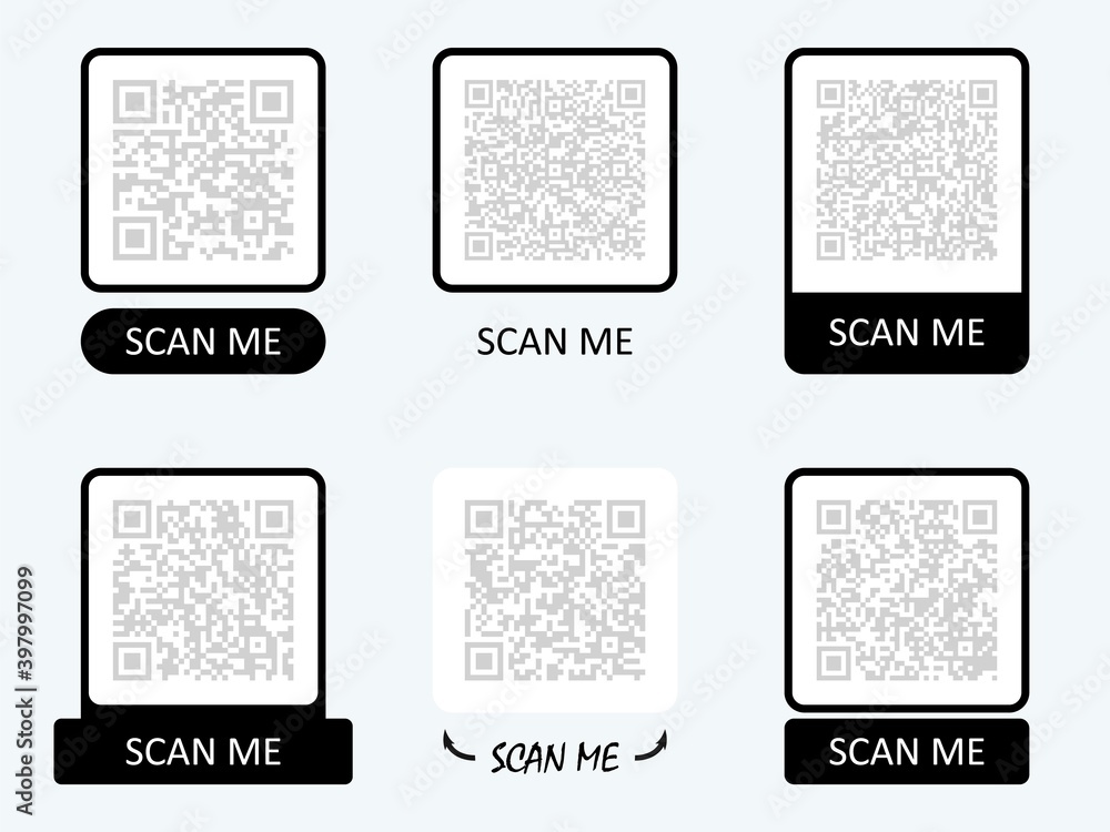 Collection scan me template of qr code. Various frame for qr code ...