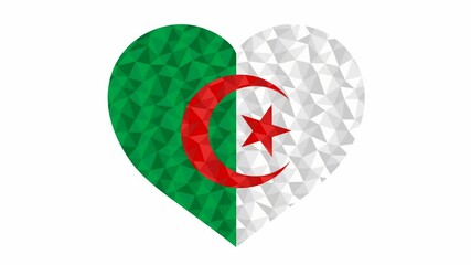 Wall Mural - Algerian flag in form of beating heart low poly style animated video suitable as a site element