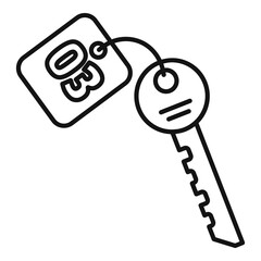 Sticker - Room service key icon. Outline room service key vector icon for web design isolated on white background