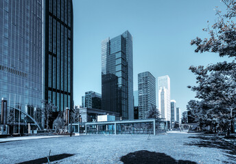 Wall Mural - Modern skyscrapers in the business district, Xiamen, China.