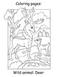 © alinart - Children coloring book page deers vector illustration