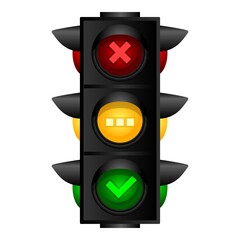 Poster - City traffic lights icon. Cartoon of city traffic lights vector icon for web design isolated on white background